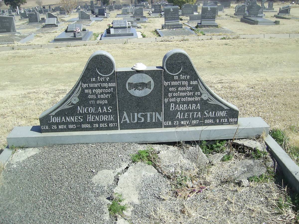 AUSTIN Nicolaas Johannes Hendrik 1915-1977 &amp; Barbara Aletta Salome 1917-1998