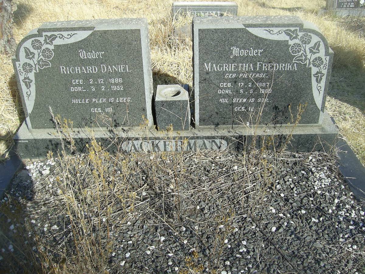 ACKERMAN Richard Daniel 1886-1952 &amp; Magrietha Fredrika PIETERSE 1887-1960