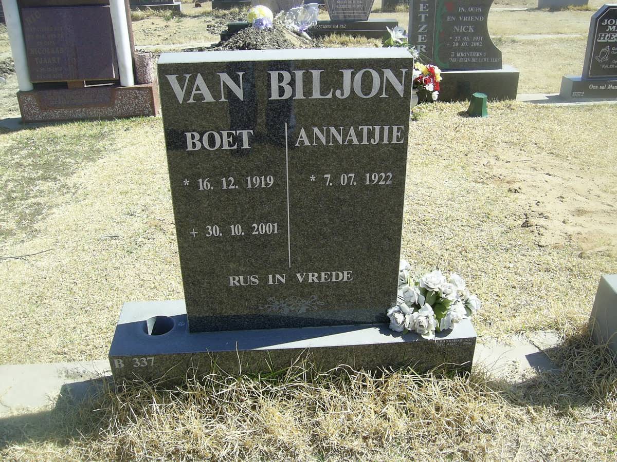 BILJON Boet, van 1919-2001 &amp; Annatjie 1922-