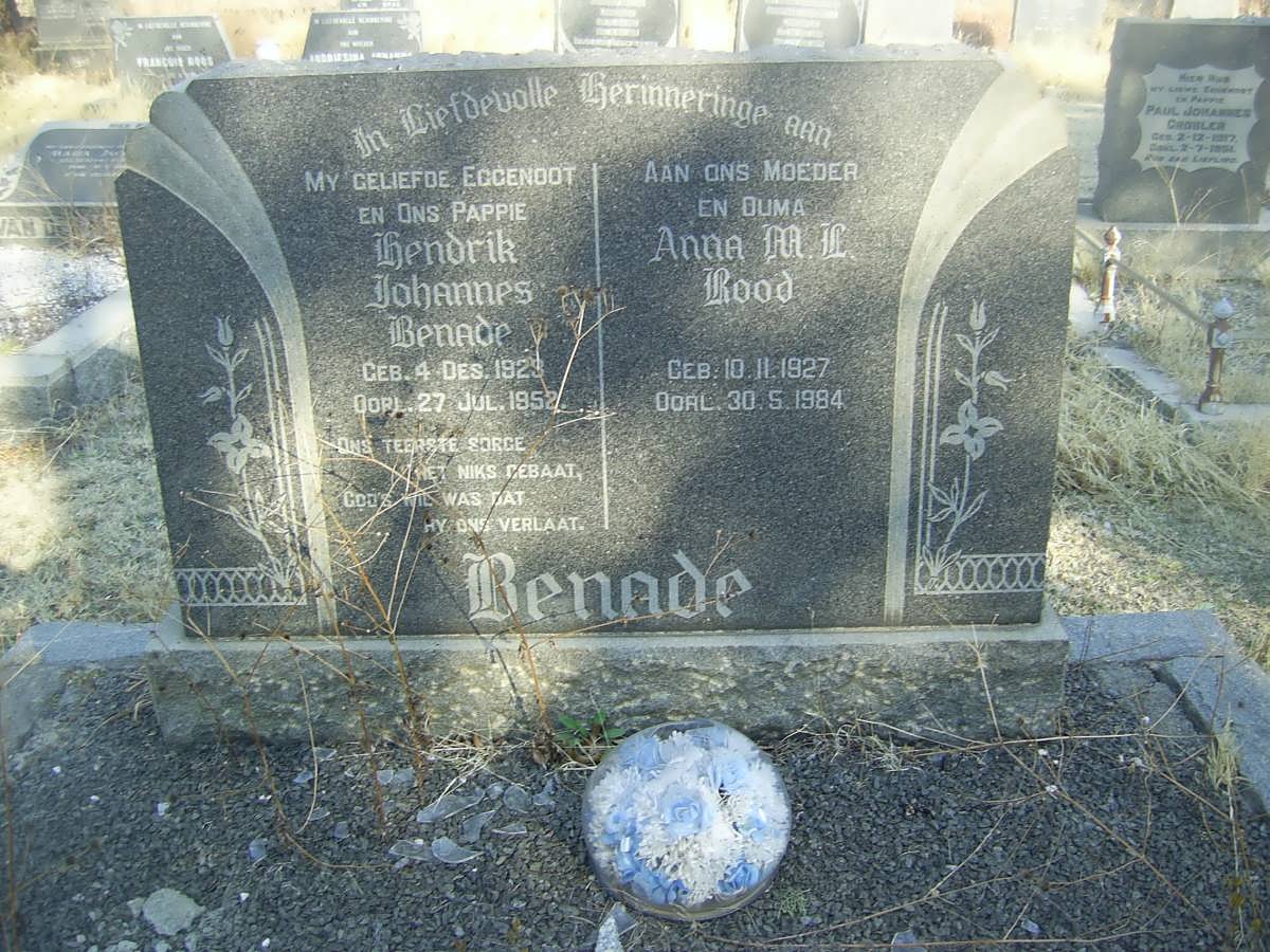 BENADE Hendrik Johannes 1923-1952 &amp; Anna M.L. ROOD 1927-1984