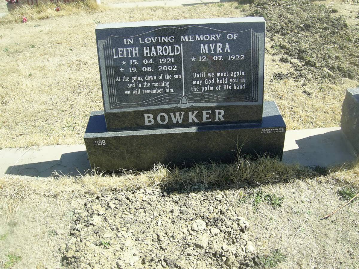 BOWKER Leith Harold 1921-2002 &amp; Myra 1922-