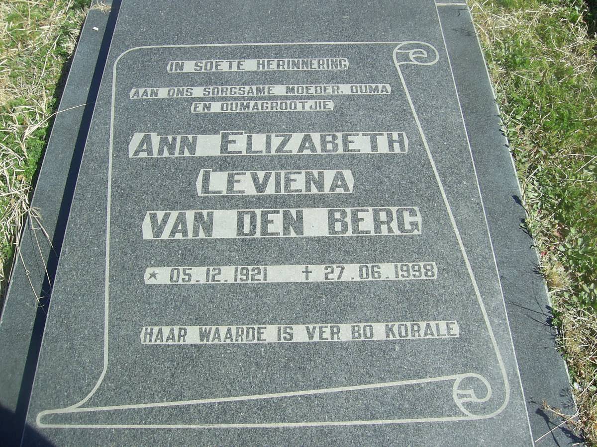 BERG Ann Elizabeth Leviena, van den 1921-1998