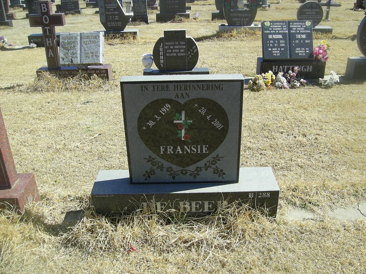 BEER Fransie, de 1919-2001