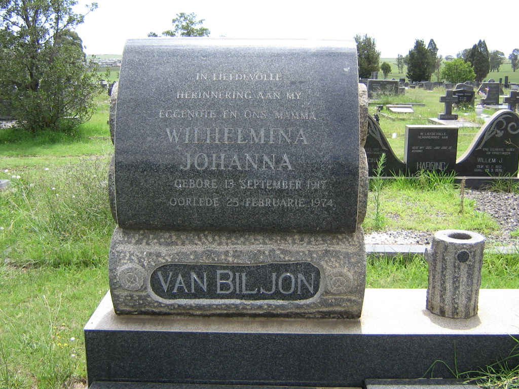 BILJON Wilhelmina Johanna, van 1917-1974