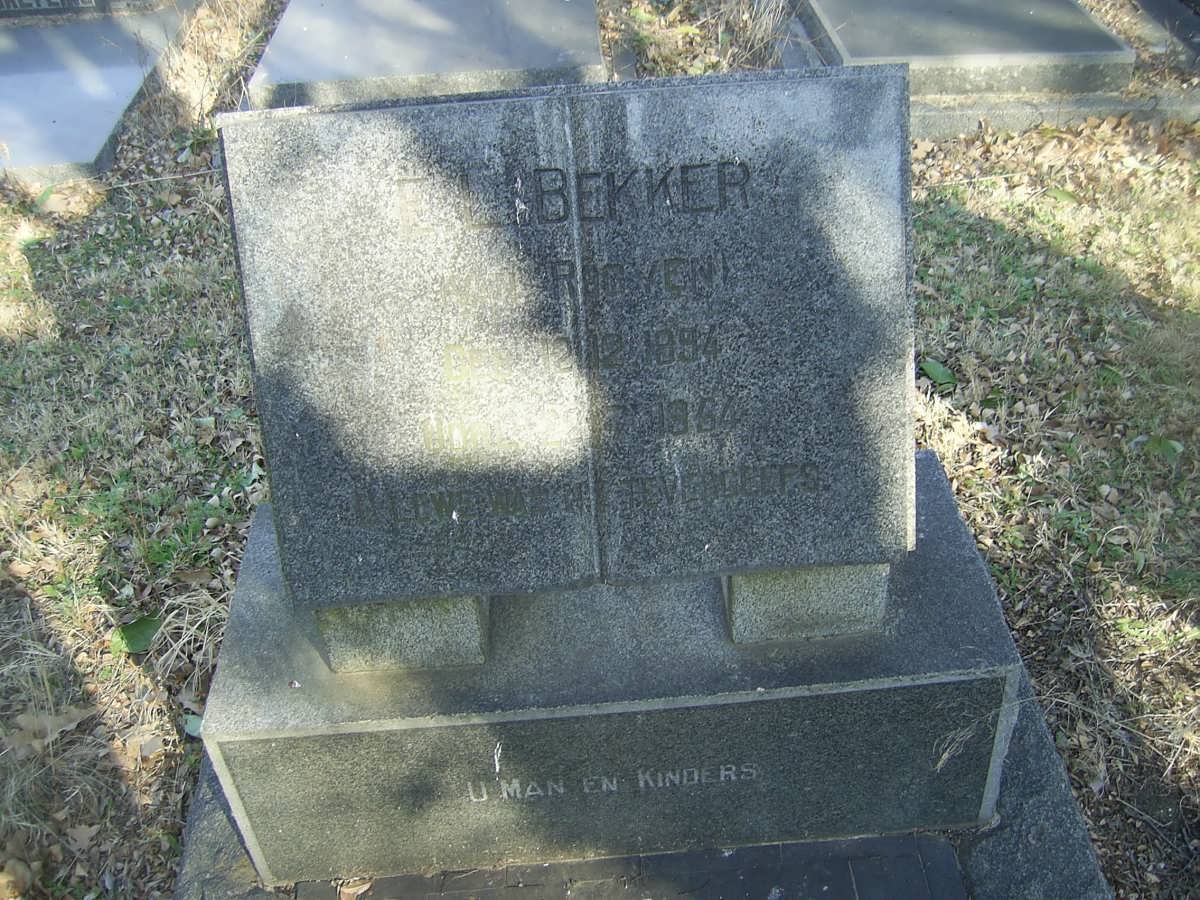 BEKKER E.L. nee VAN ROOYEN 1894-1964