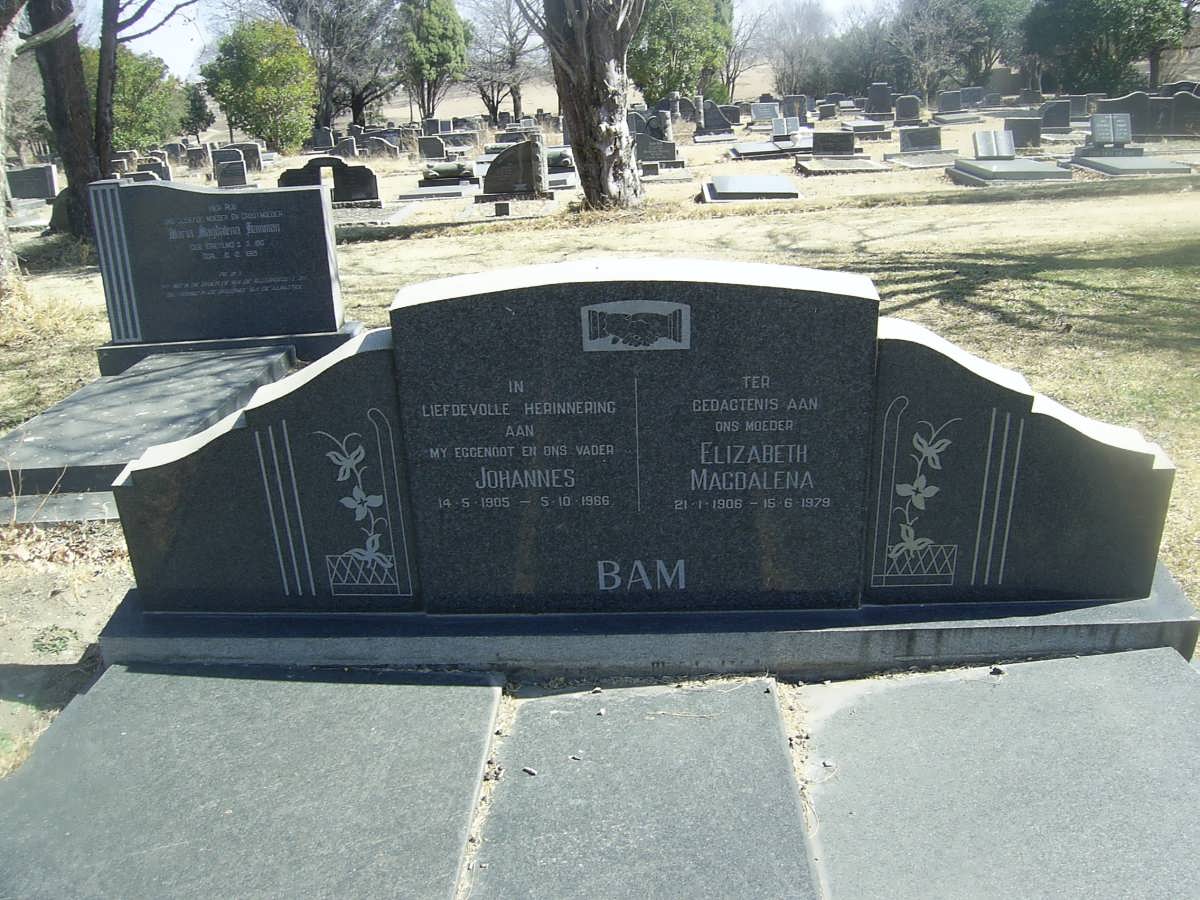 BAM Johannes 1905-1986 &amp; Elizabeth Magdalena 1906-1979