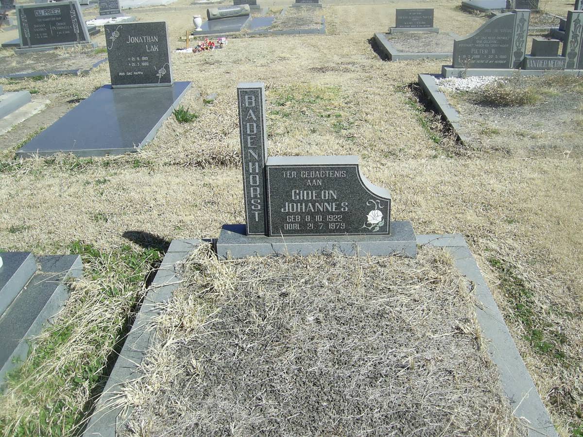 BADENHORST Gideon Johannes 1922-1979