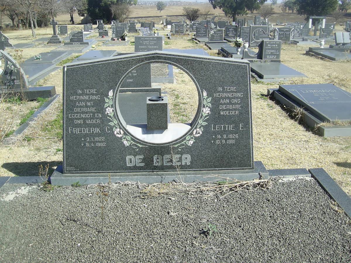 BEER Frederik C.,  de 1922-1982 &amp; Lettie E. 1926-1991