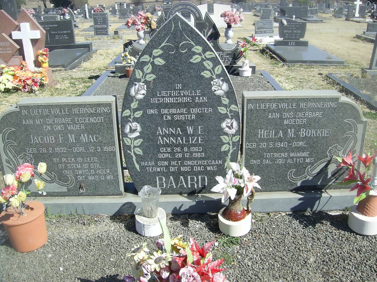 BAARD Jacob F.M. 1932-1980 &amp; Heila M. 1940- :: BAARD Anna W.E. 1963-1983