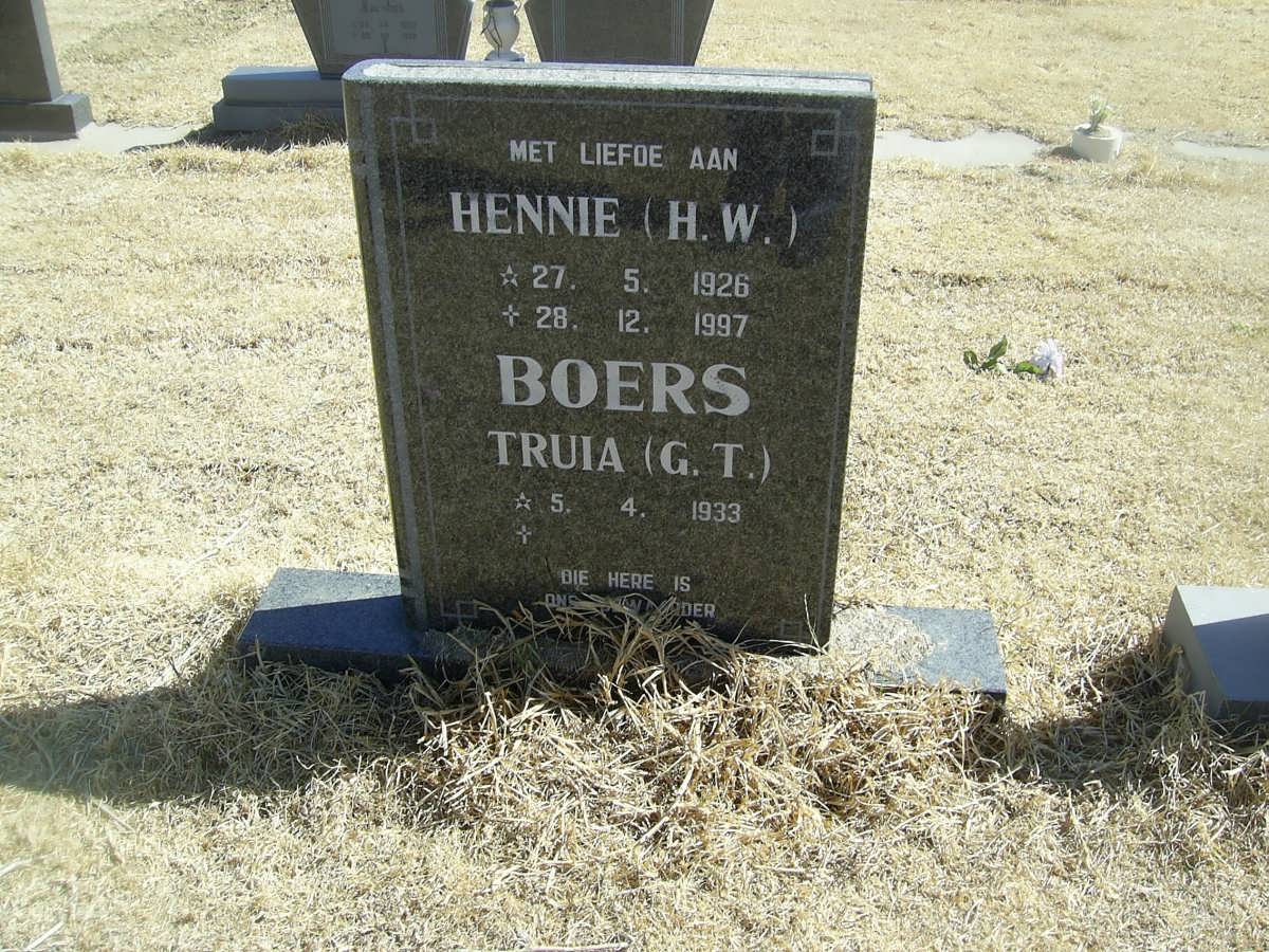 BOERS H.W. 1926-1997 &amp; G.T. 1933-