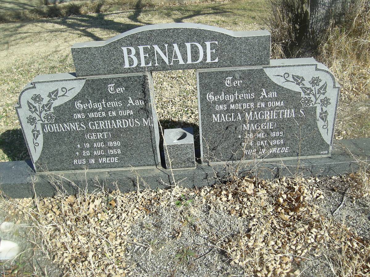 BENADE Johannes Gerhardus M. 1890-1958 &amp; Maria Magrietha S. 1889-1964