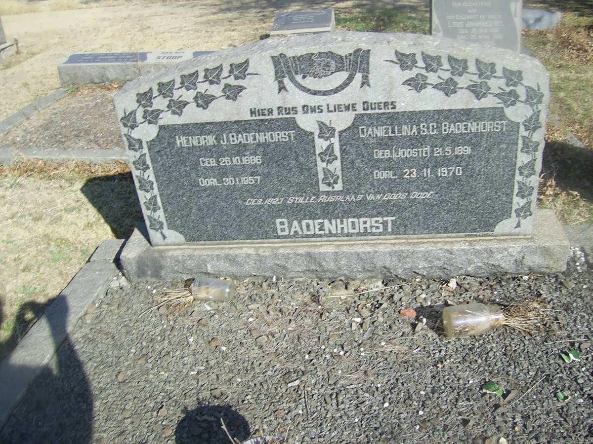 BADENHORST Hendrik J. 1886-1957 &amp; Daniellina S.C. JOOSTE 1891-1970