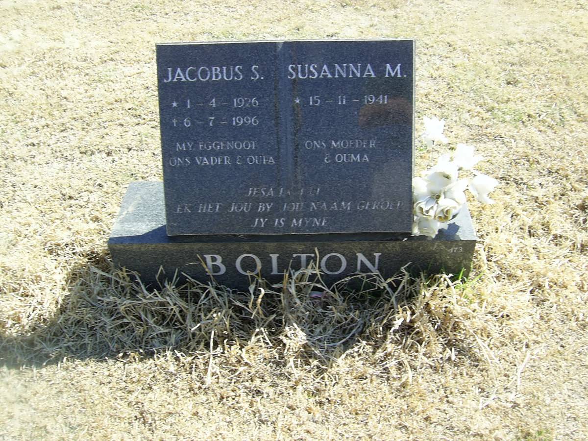 BOLTON Jacobus S. 1926-1996 &amp; Susanna M. 1941-