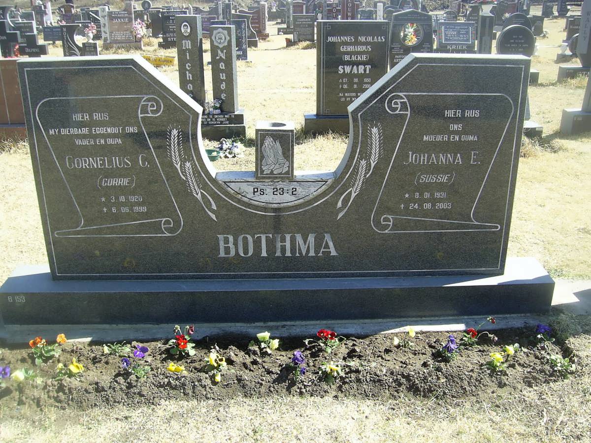 BOTHMA Cornelius C. 1920-1999 &amp; Johanna E. 1921-2003