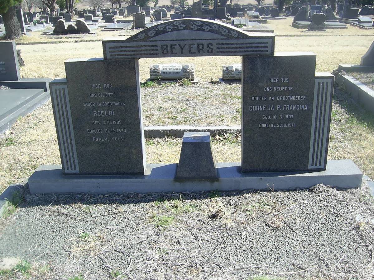 BEYERS Roelof 1905-1970 &amp; Cornelia P. Francina 1907-1971