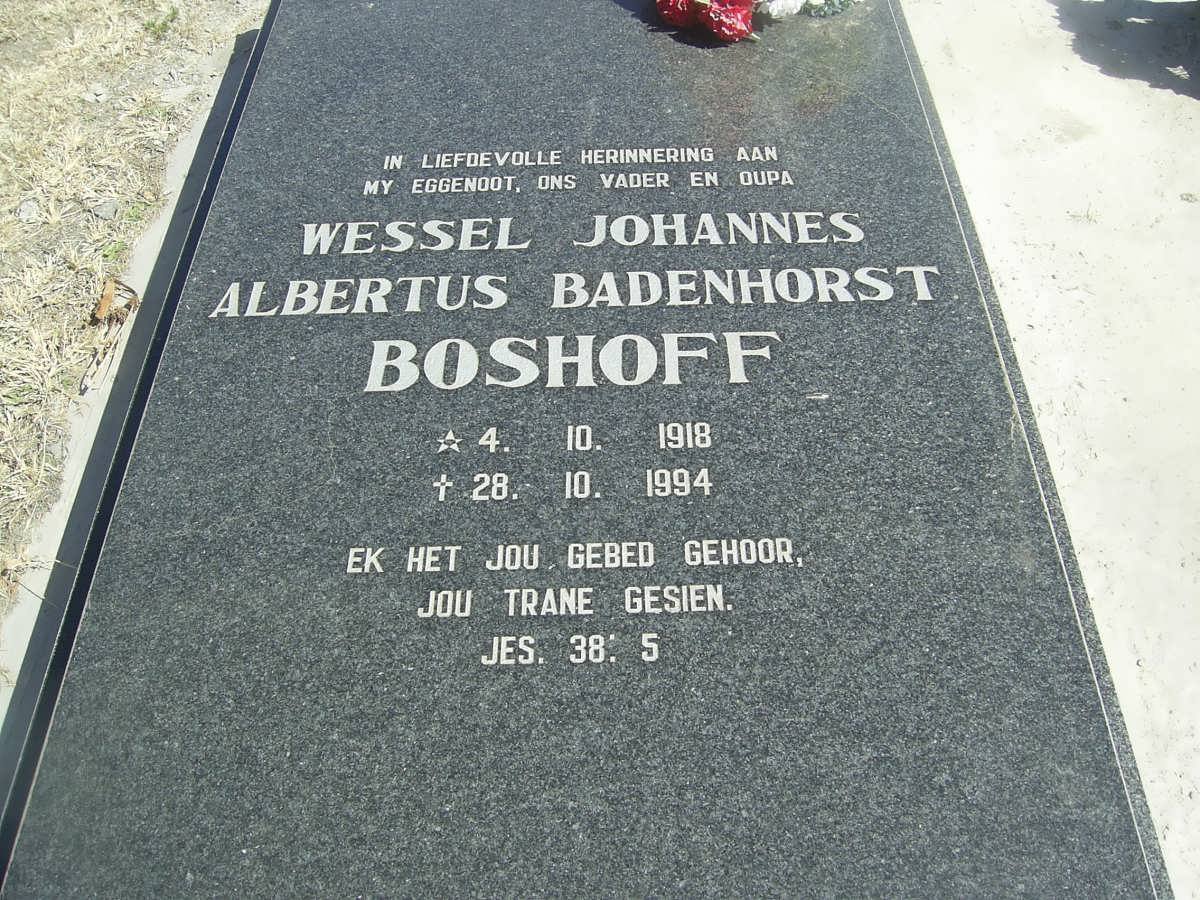 BOSHOFF Wessel Johannes Albertus Badenhorst 1918-1994
