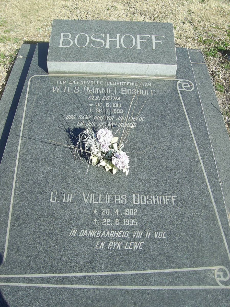 BOSHOFF C. de Villiers 1902-1995 & W.H.S. BOTHA 1919-1993