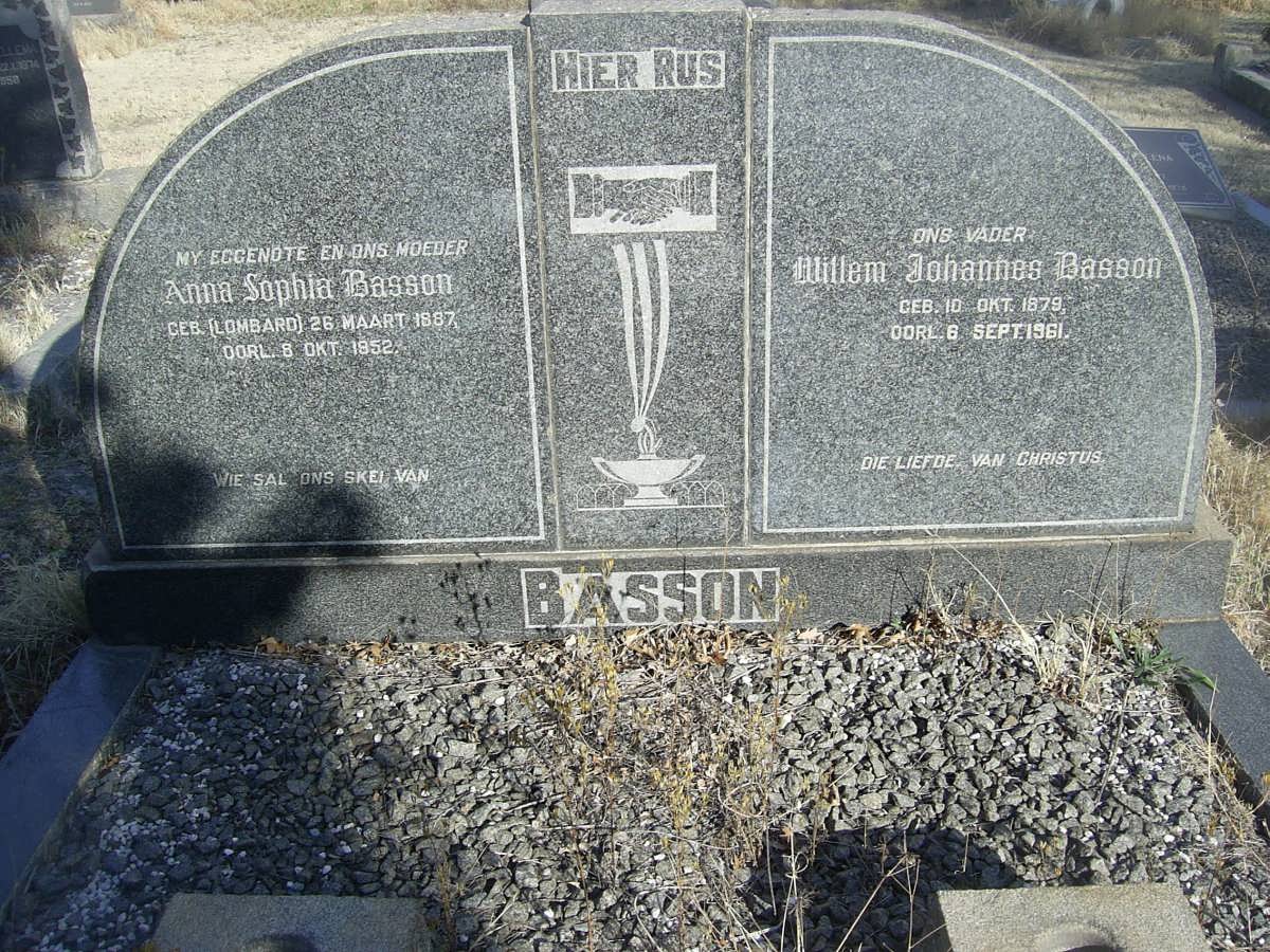 BASSON Willem Johannes 1879-1961 &amp; Anna Sophia LOMBARD 1887-1952