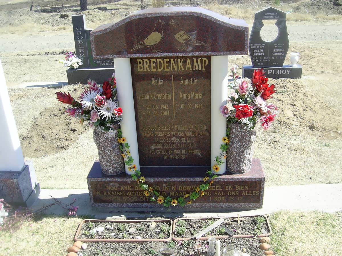 BREDENKAMP Hendrik Christoffel 1942-2004 &amp; Anna Maria 1945-