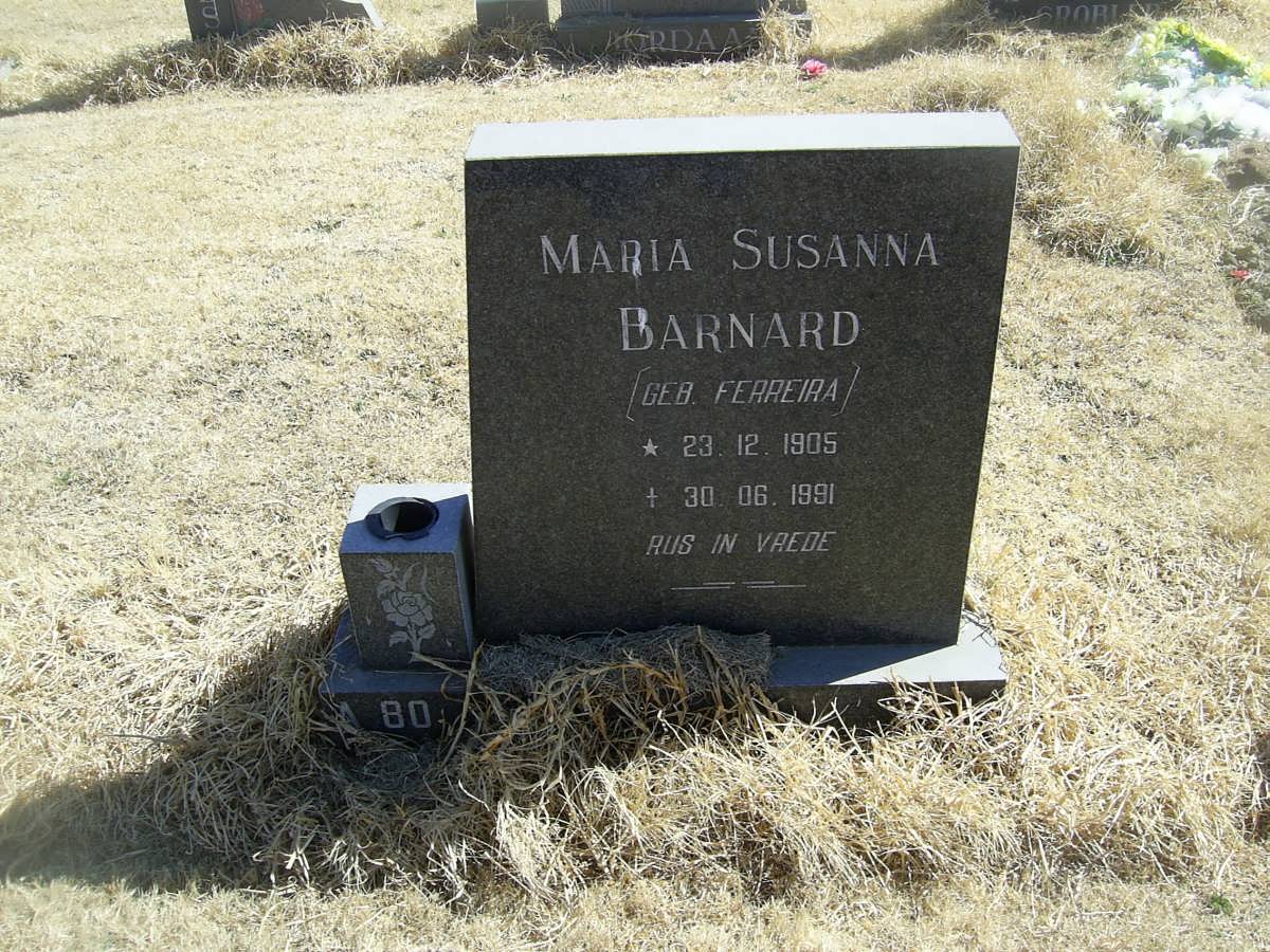 BARNARD Maria Susanna nee FERREIRA 1905-1991
