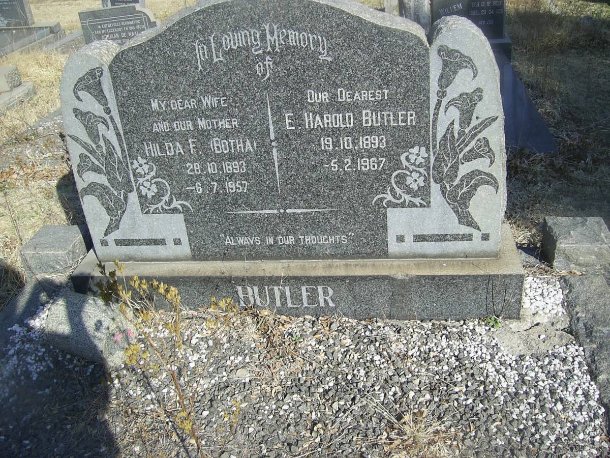 BUTLER E. Harold 1893-1967 &amp; Hilda F. BOTHA 1893-1957