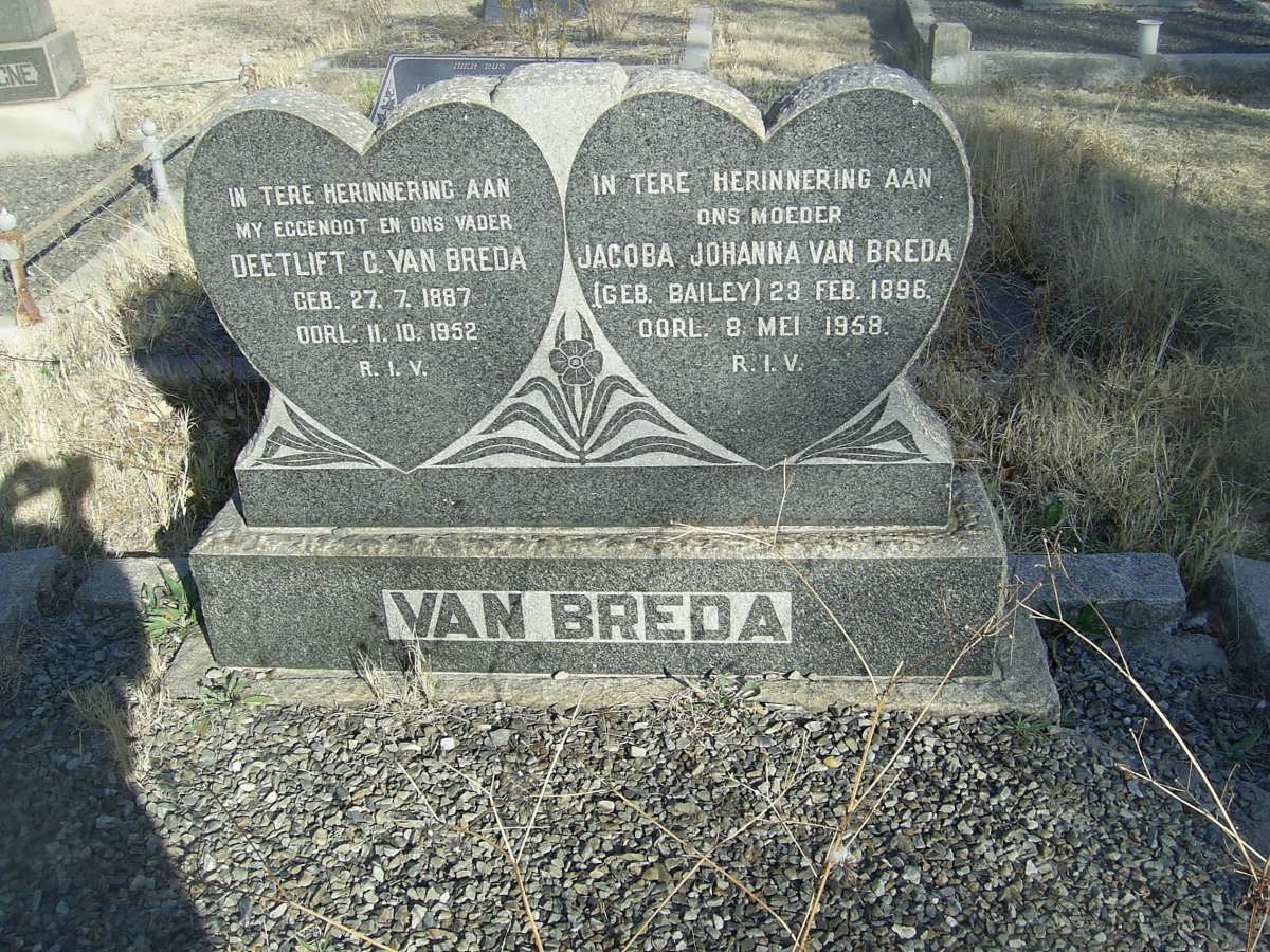 BREDA Deetlift C., van 1887-1952 &amp; Jacoba Johanna BAILEY 1896-1958