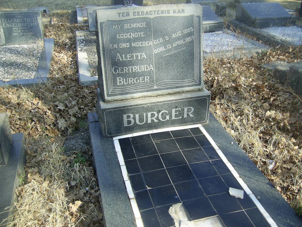 BURGER Aletta Gertruida 1885-1957