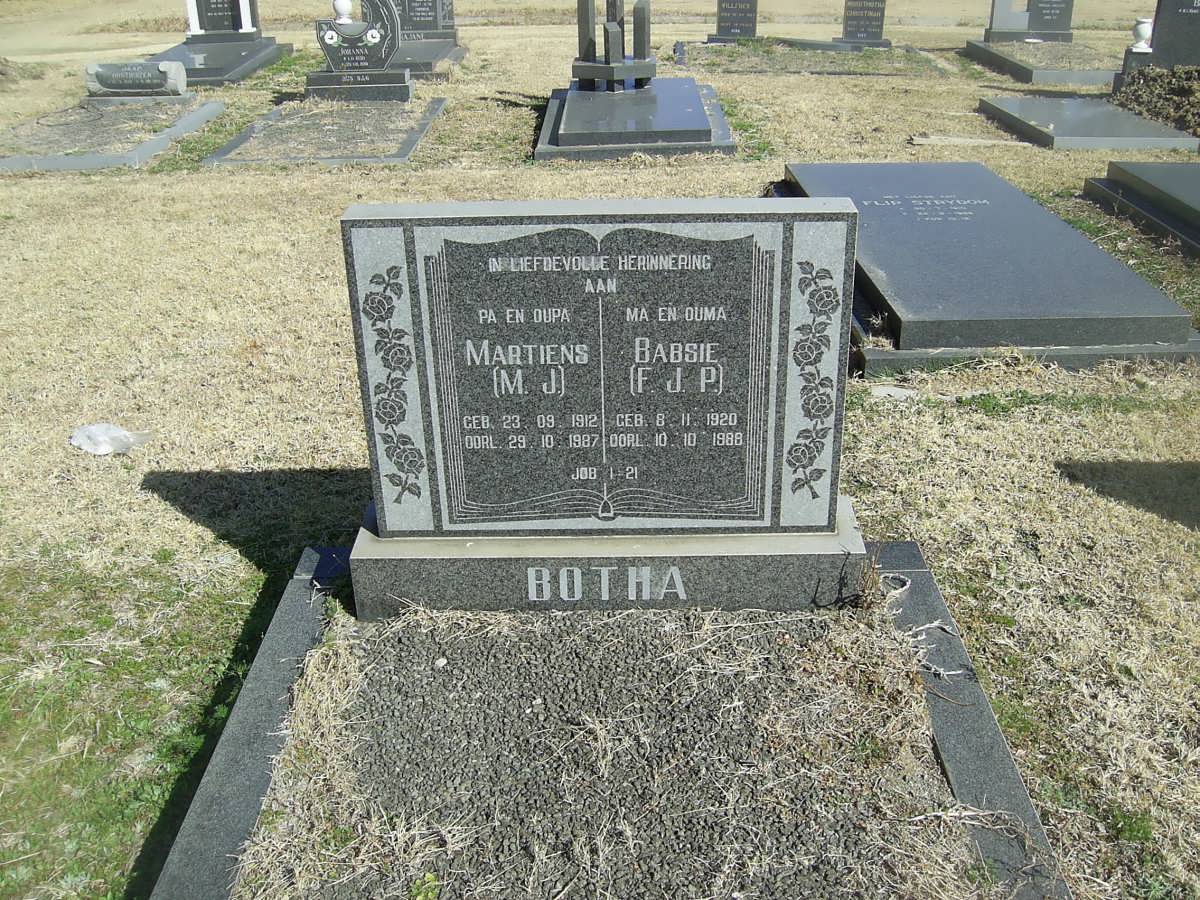 BOTHA M.J. 1912-1987 &amp; F.J.P. 1920-1988