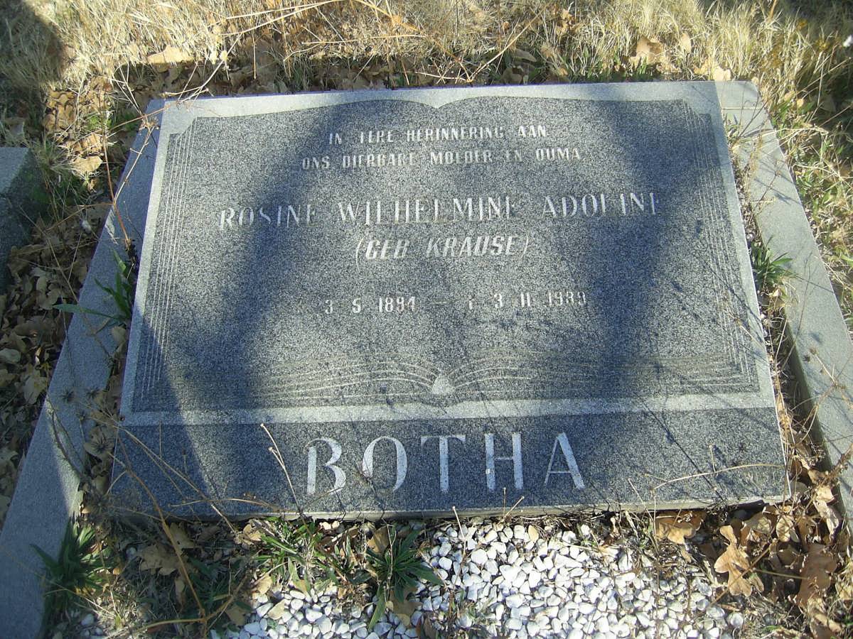BOTHA Rosine Wilhelmine Adoline nee KRAUSE 1894-1989
