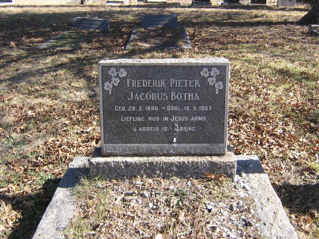 BOTHA Frederik Pieter Jacobus 1886-1957