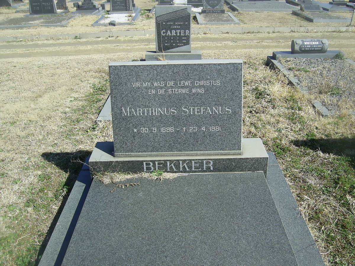 BEKKER Marthinus Stefanus 1896-1981