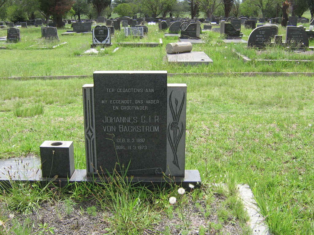 BACKSTROM Johannes C.I.R., von 1897-1973