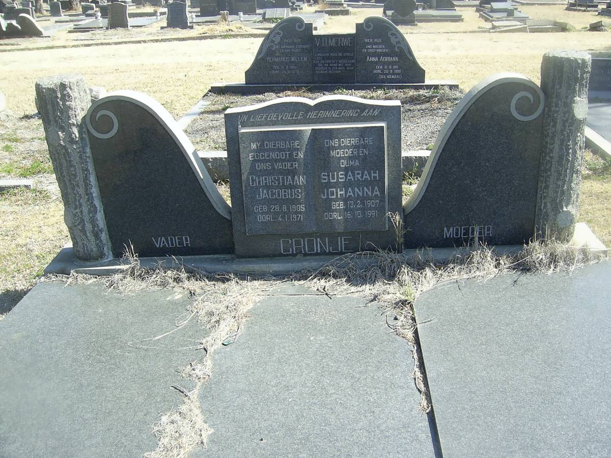 CRONJE Christiaan Jacobus 1905-1971 &amp; Susarah Johanna 1907-1991