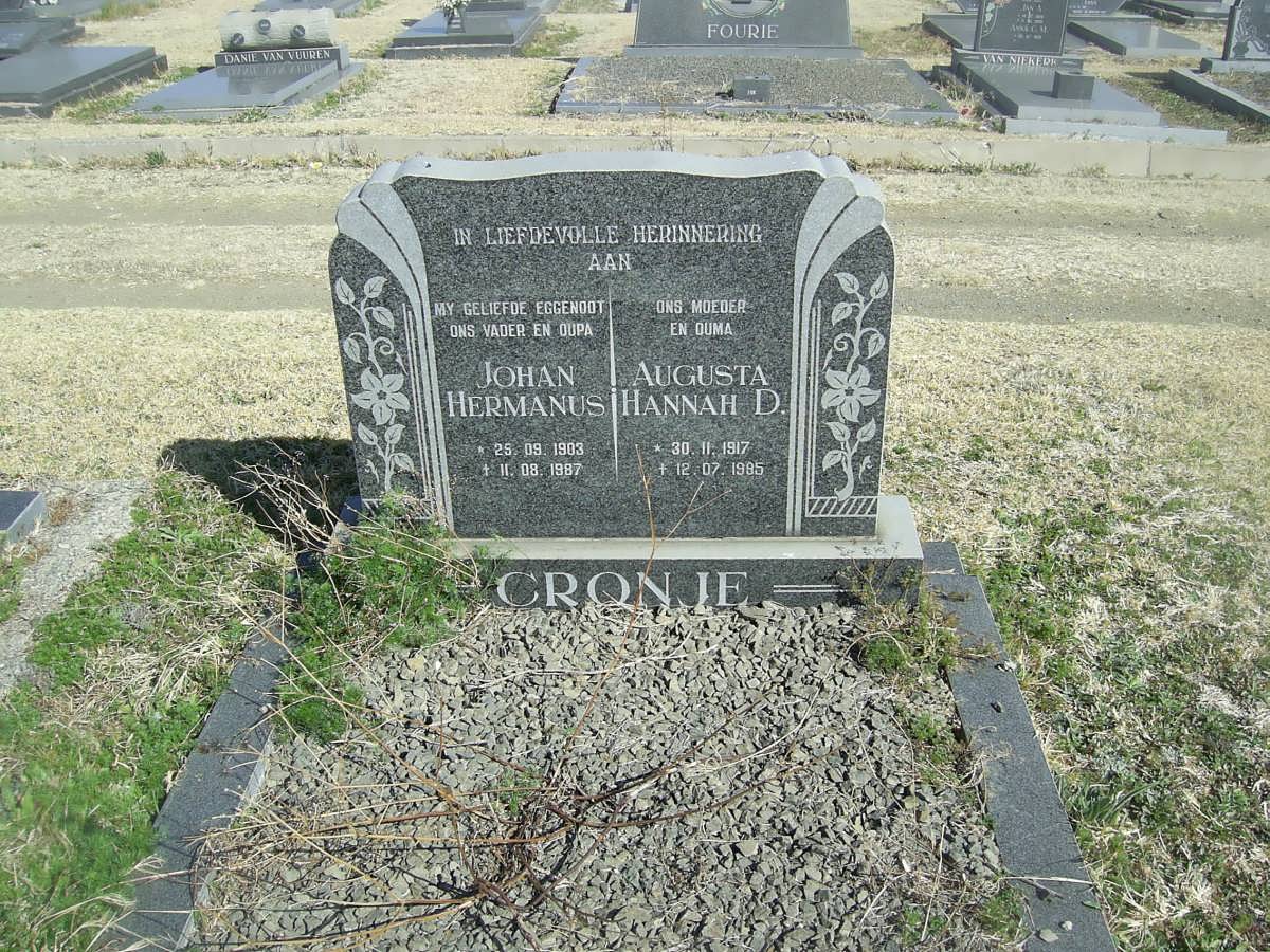 CRONJE Johan Hermanus 1903-1987 &amp; Augusta Hannah D. 1917-1985