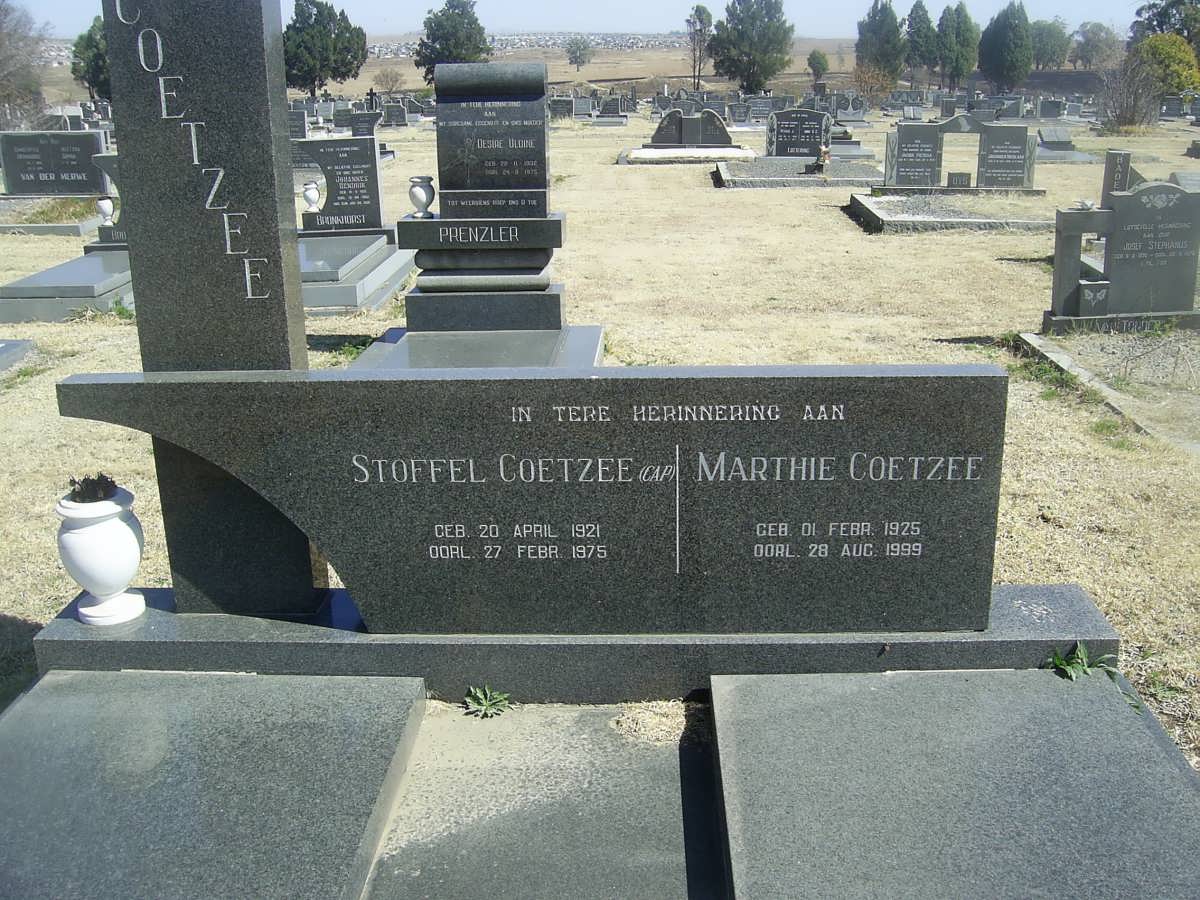 COETZEE Stoffel 1921-1975 &amp; Marthie 1925-1999