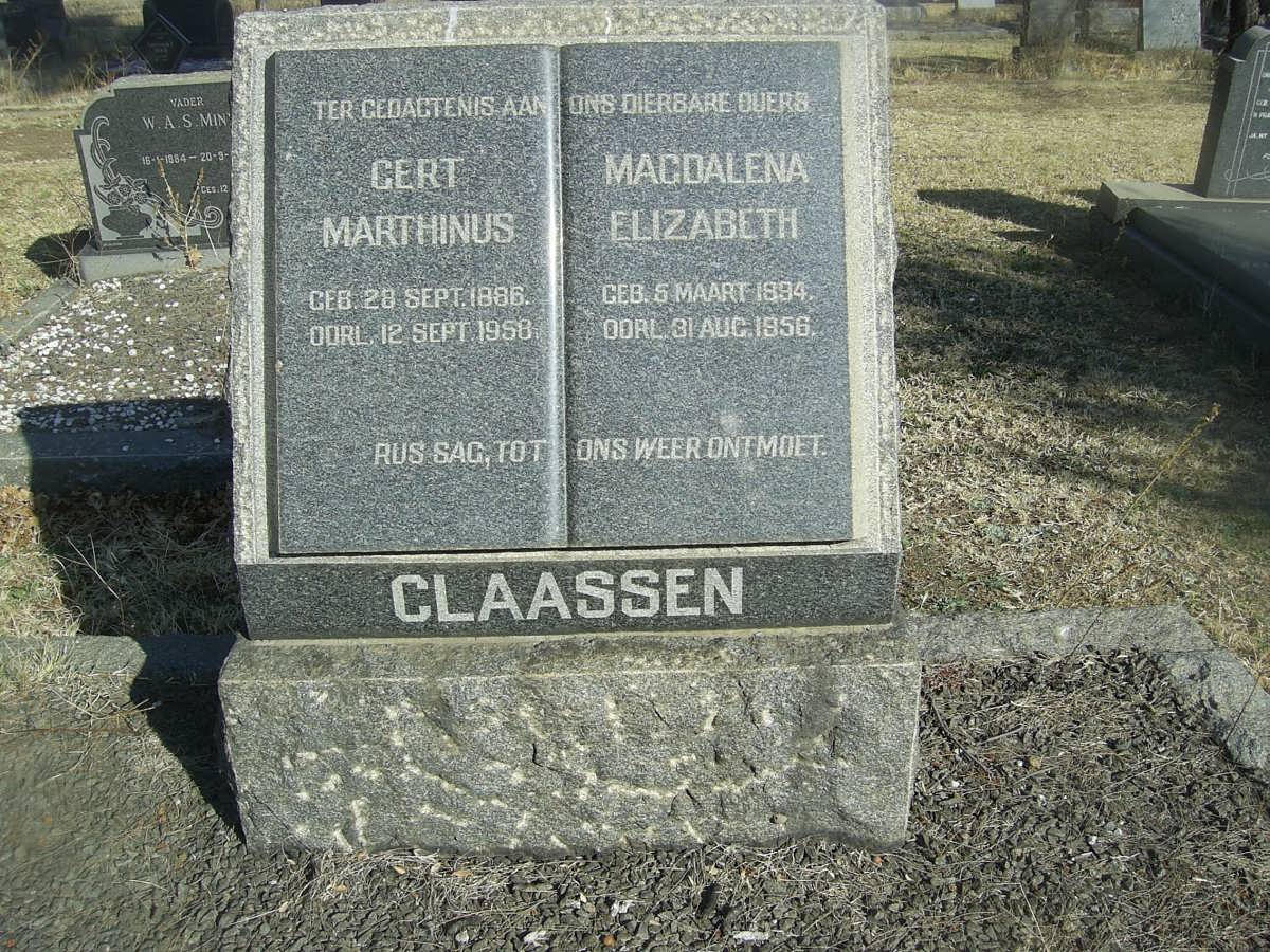 CLAASSEN Gert Marthinus 1886-1958 &amp; Magdalena Elizabeth 1894-1956
