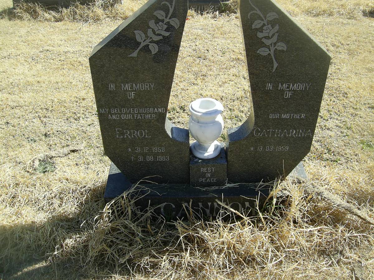 CANNON Errol 1958-1993 &amp; Catharina 1959-