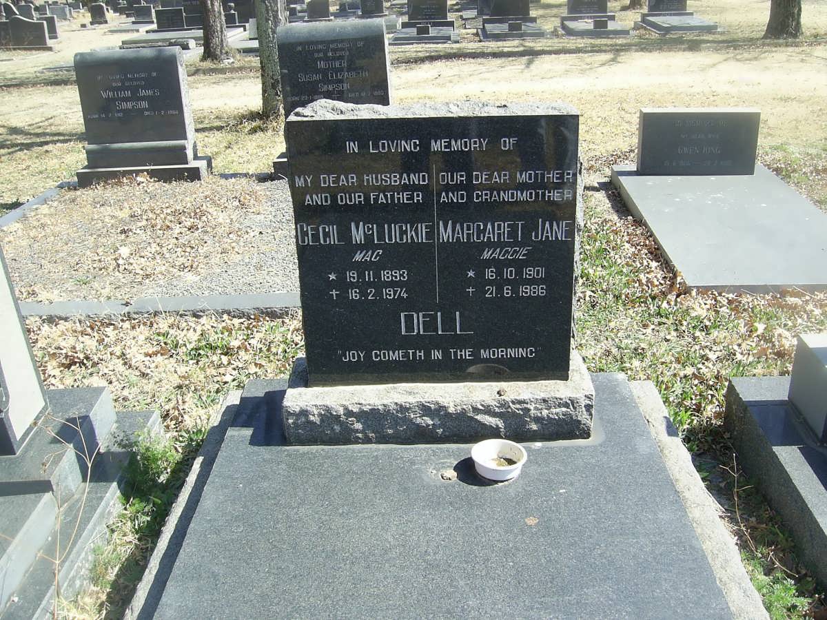 DELL Cecil McLuckie 1893-1974 &amp; Margaret Jane 1901-1986