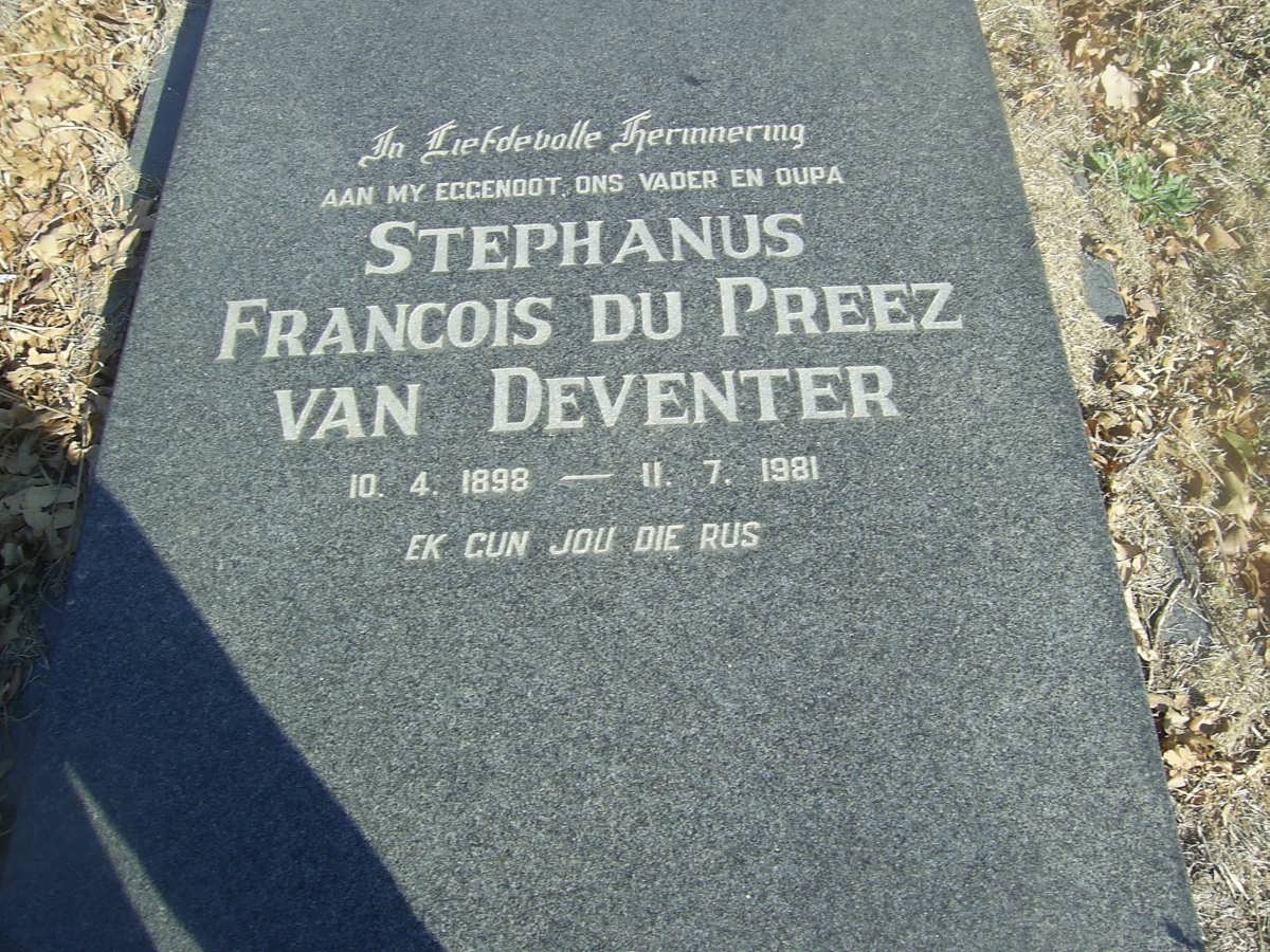 DEVENTER Stephanus Francois Du Preez, van 1898-1981