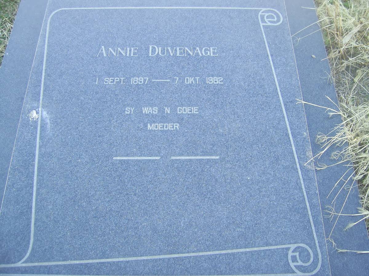 DUVENAGE Annie 1897-1982