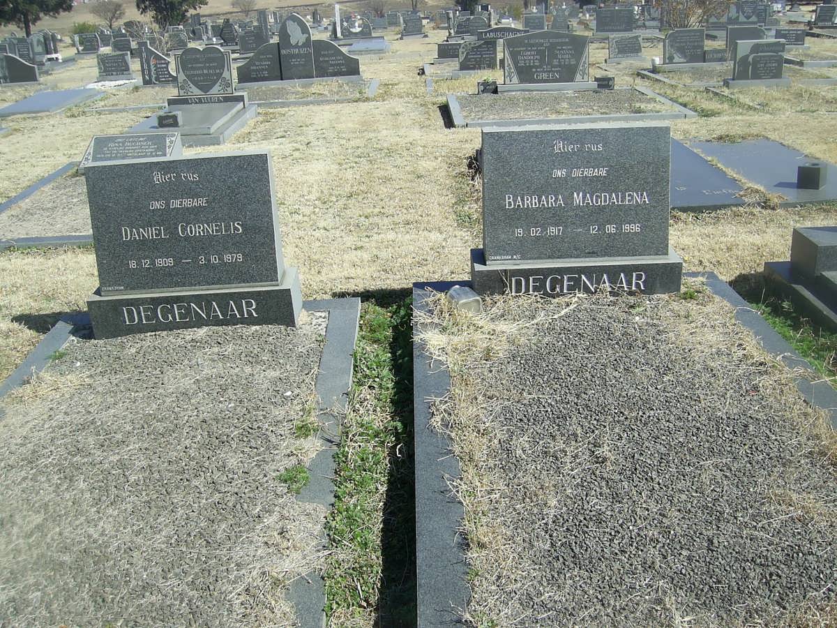 DEGENAAR Daniel Cornelis1909-1979 &amp; Barbara Magdalena 1917-1996