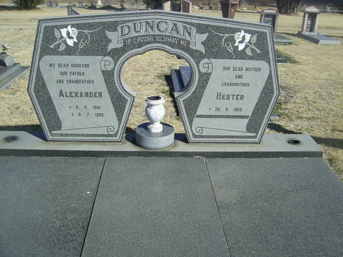 DUNCAN Alexander 1918-1988 &amp; Hester 1920-