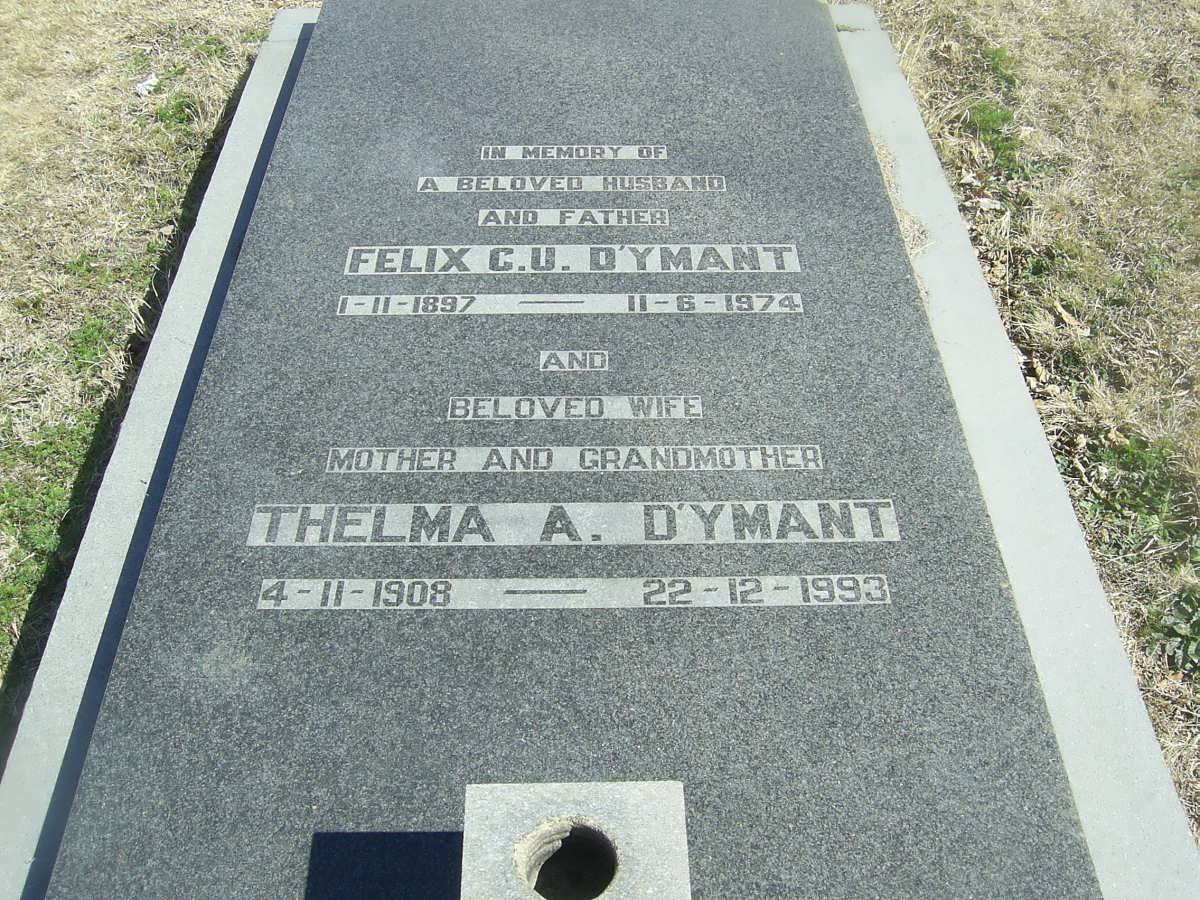D’YMANT Felix C.U. 1897-1974 &amp; Thelma A. 1908-1993