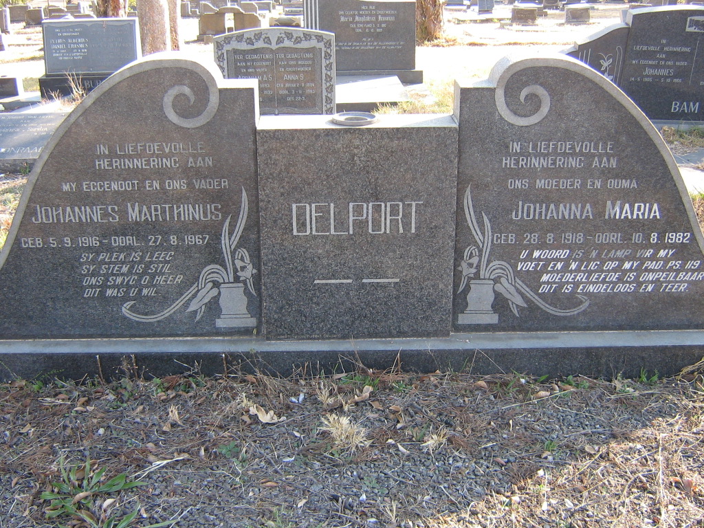 DELPORT Johannes Marthinus 1916-1967 &amp; Johanna Maria 1918-1982