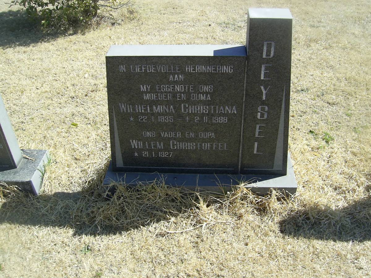 DEYSEL Willem Christoffel 1927-  &amp; Wilhelmina Christiana 1935-1988
