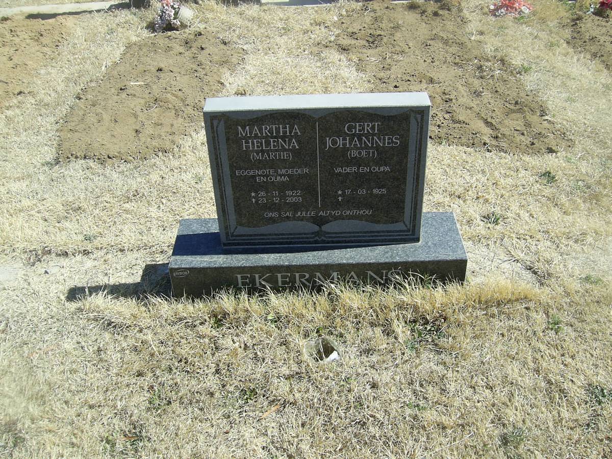 EKERMANS Gert Johannes 1925- &amp; Martha Helena 1922-2003