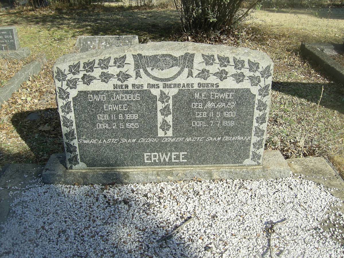 ERWEE David Jacobus 1896-1955 &amp; M.E. MARAIS 1900-1959