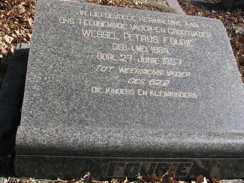 FOURIE Wessel Petrus 1884-1957