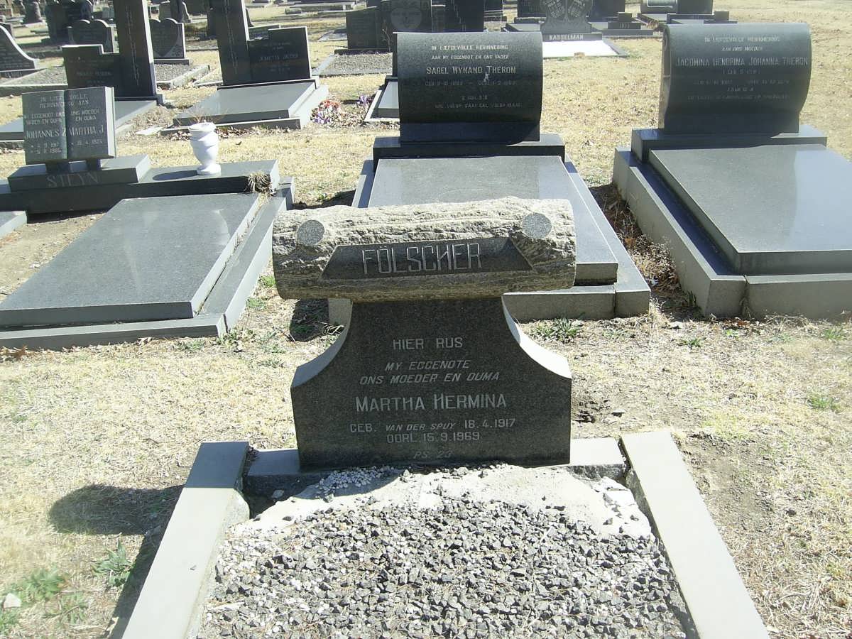 FOLSCHER Martha Hermina nee VAN DER SPUY 1917-1969