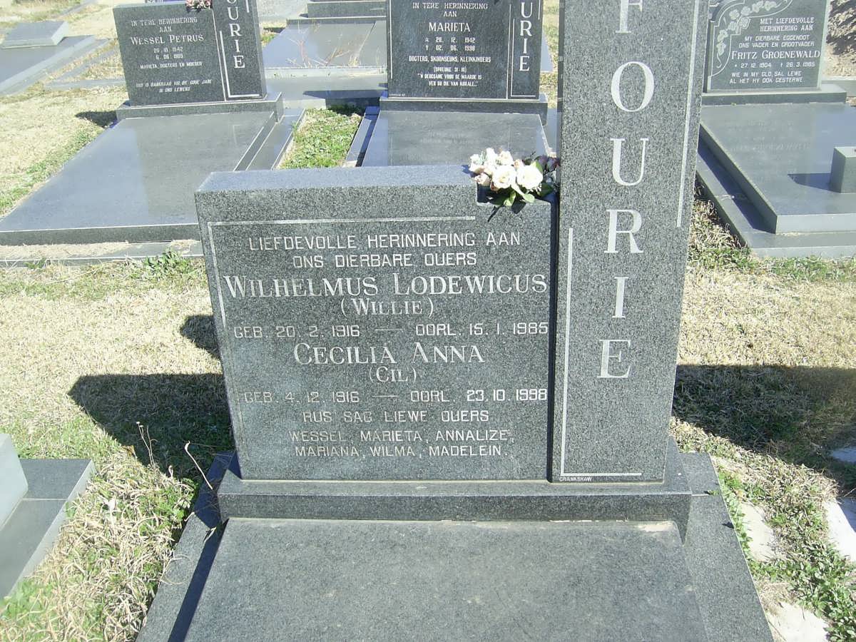 FOURIE Wilhelmus Lodewicus 1916-1985 &amp; Cecilia Anna 1916-1998